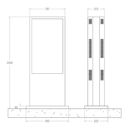 Hagor ScreenOut Pro-LG 55XE4F Back-to-Back Outdoorstele für LG 55XE4F