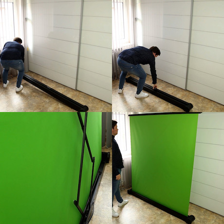 celexon Mobile Chroma Key Green Screen 150 x 180 cm für Zoom-Calls, Tiktok Content & Streaming