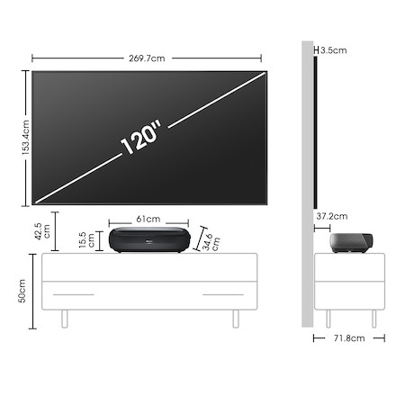 Hisense 120L9HA Trichroma Laser TV inkl. 120" Cinema Screen