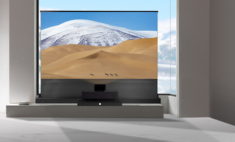 celexon UST Hochkontrast Bodenscheren Leinwand - HomeCinema Plus, 110" schwarz - Demo
