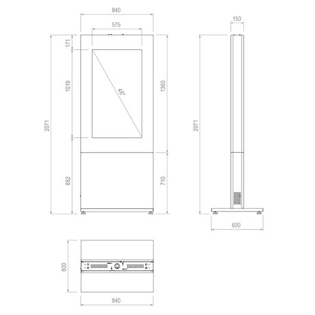 Hagor HP Kiosk 46″ FS Indoorstele zur freien Aufstellung | Einzelhalterung | Portrait-Format | für B