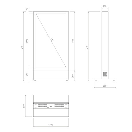 Hagor HP Kiosk 75″ FS Indoorstele zur freien Aufstellung | Einzelhalterung | Portrait-Format | Bilds