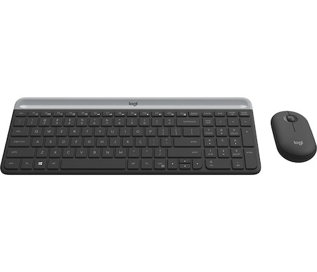Logitech MK470 Slim Combo Set - Tastatur und Maus - kabellos - grau