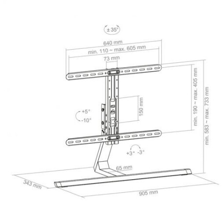 Hagor HA Tablestand L - Tischstandsystem Displays 55-75" | Höhenverstellbar | max VESA 600x400 | Tra