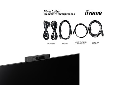 iiyama ProLite XUB2790QSUH-B2 27" IPS-Monitor mit integrierter Windows Hello Kamera, Mikrofon und US