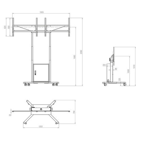 Hagor HP Twin Lift M-DW mobiles, elektro-motorisch höhenverstellbares Liftsystem für zwei Displays n